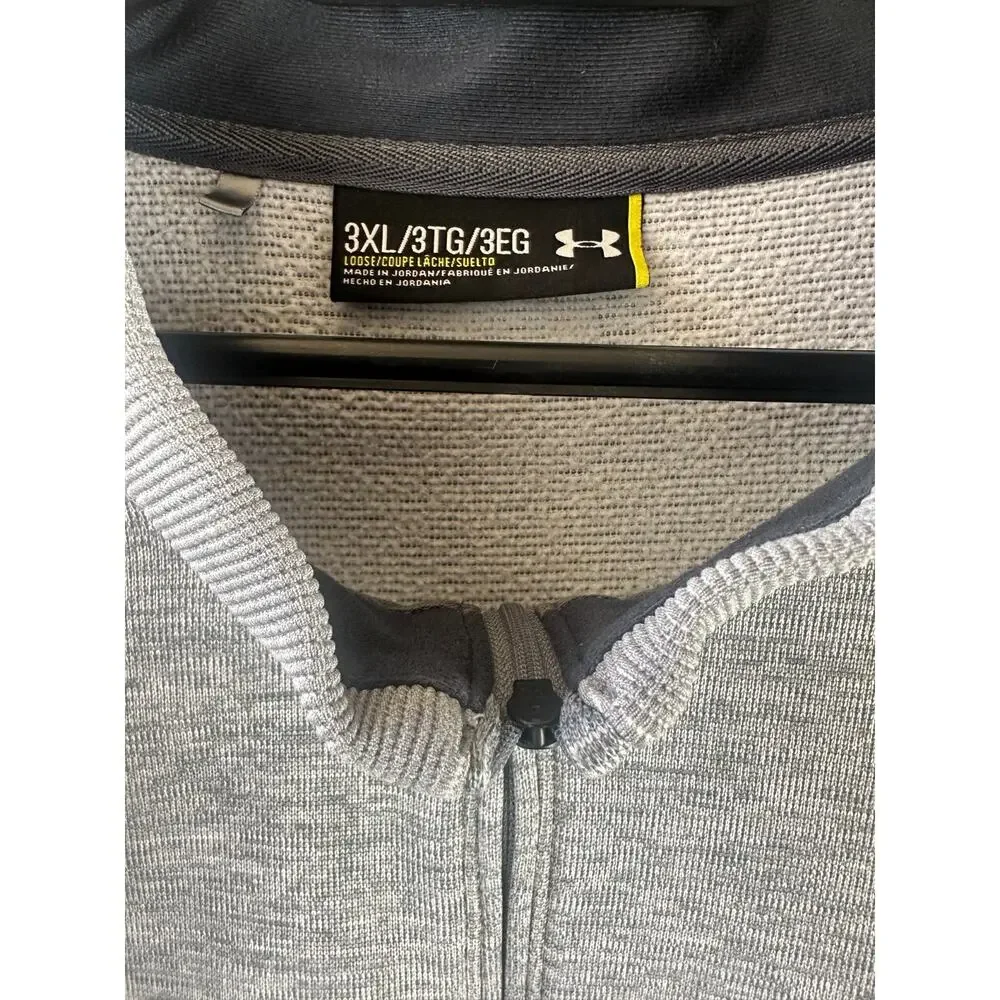 Under Armour 1/4 Zip Fleece Pullover Gray Navy Mens 3XL Loose SweaterFleece Golf - Picture 9 of 10